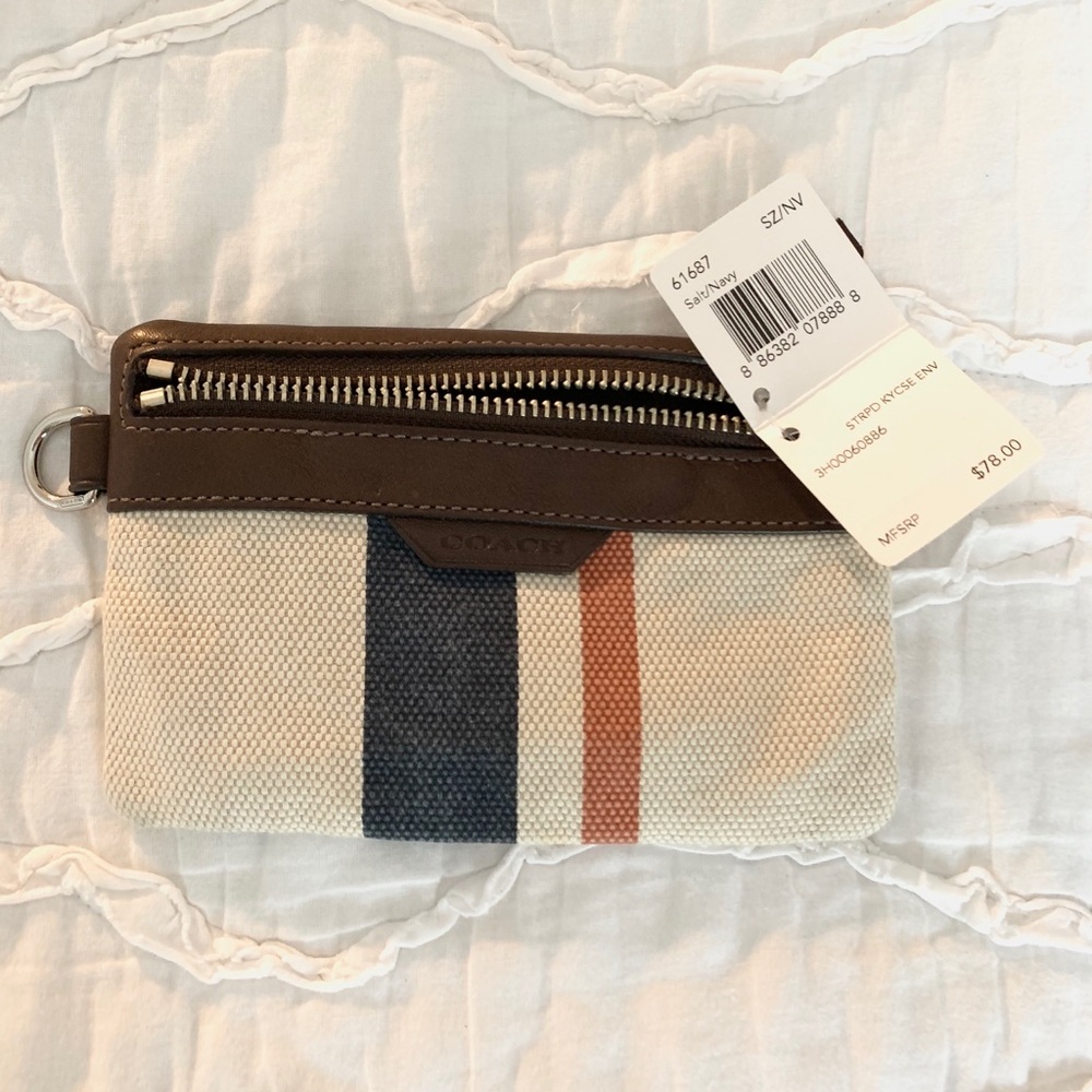 COACH - Striped Cancas Keycase Envelope - NWT